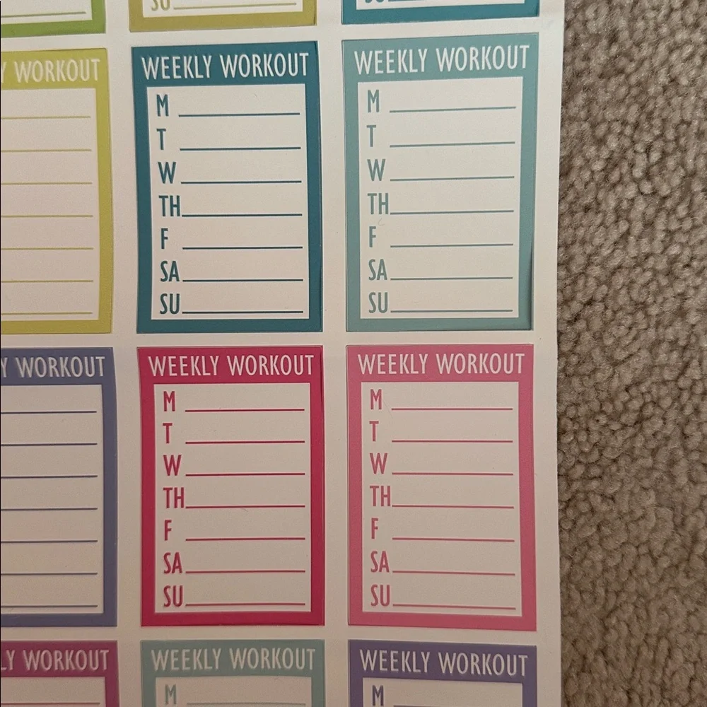 Weekly Workout Planner - Multicolor